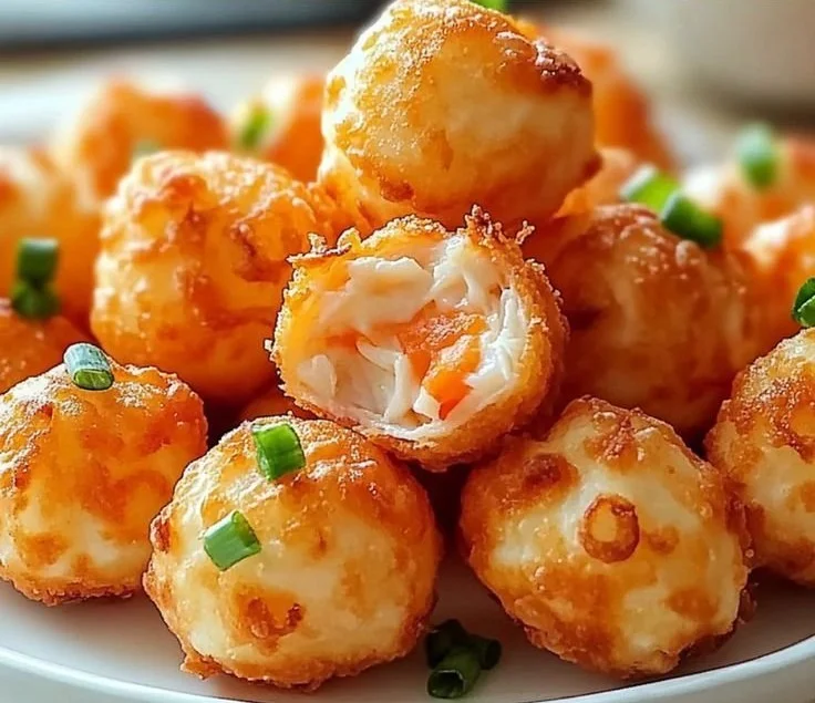 Easy crab rangoon bombs served on a platter for summer parties
