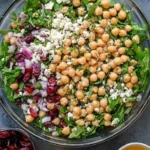 Feta and Cranberry Chickpea Salad with fresh ingredients