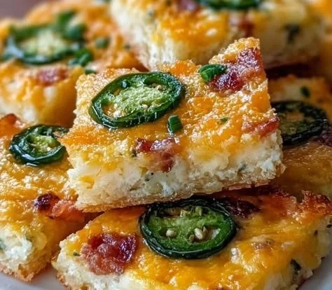 Plate of spicy Jalapeño Cheese Squares ready to serve.