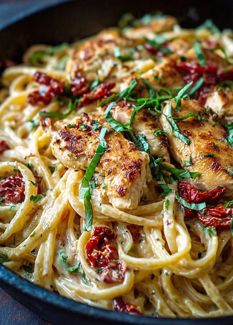 Delicious Marry Me Chicken Pasta served in a bowl with fresh herbs and ingredients