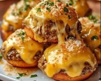 Mini Big Mac Cheeseburgers with lettuce, cheese, and special sauce