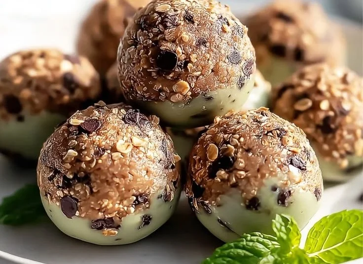 Mint chocolate chip protein balls healthy snack recipe