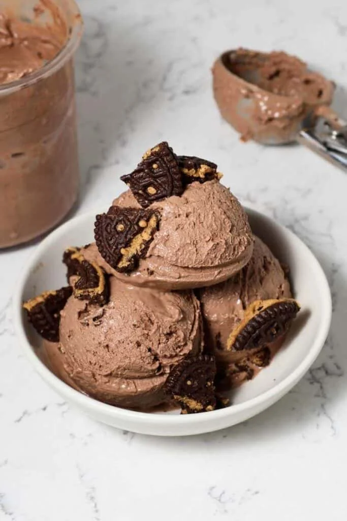 Delicious Ninja Creami Protein Chocolate Cookies and Cream dessert