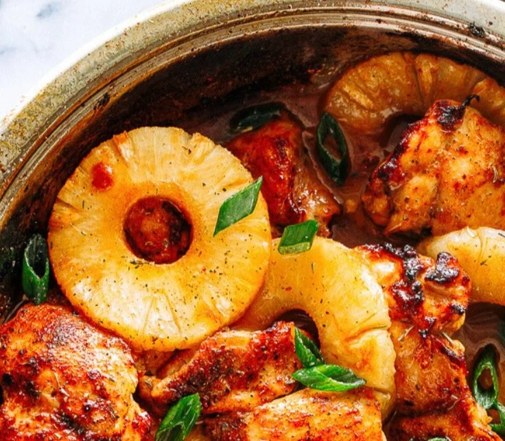 Pineapple Barbecue Chicken Thighs grilled to perfection with a sweet glaze.