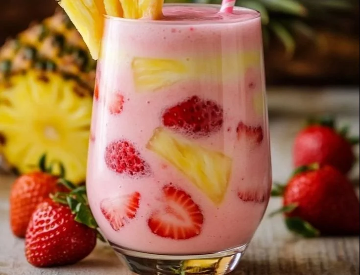 Pineapple Strawberry Swirled Slushies