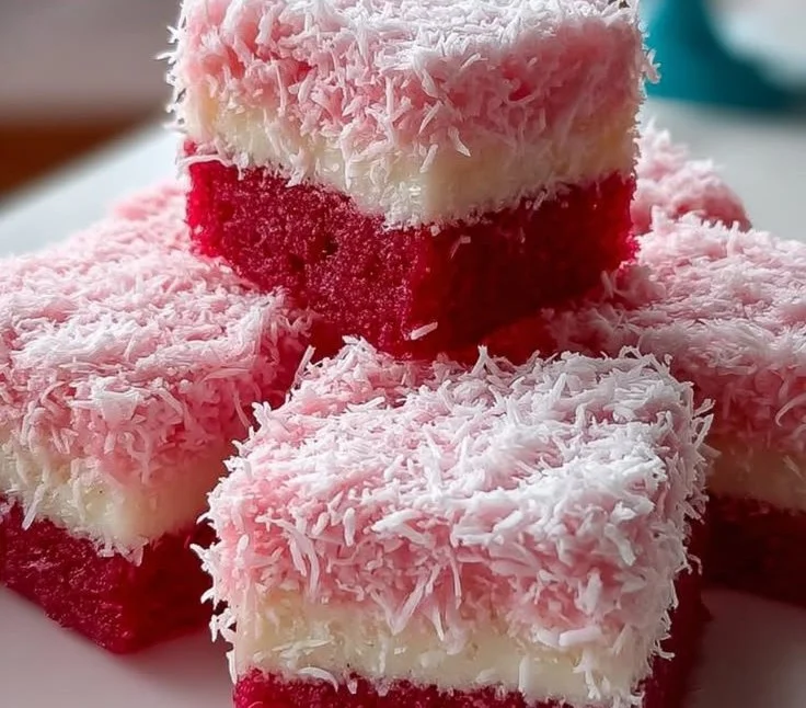 Pink Coconut Snowball Cake Bars