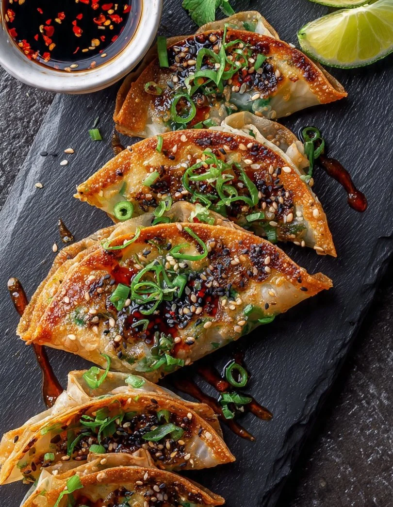 Delicious Rice Paper Dumpling Tacos served with fresh toppings