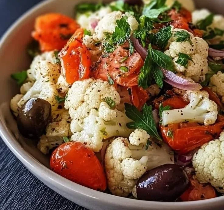 Sicilian Cauliflower Salad with fresh vegetables and herbs