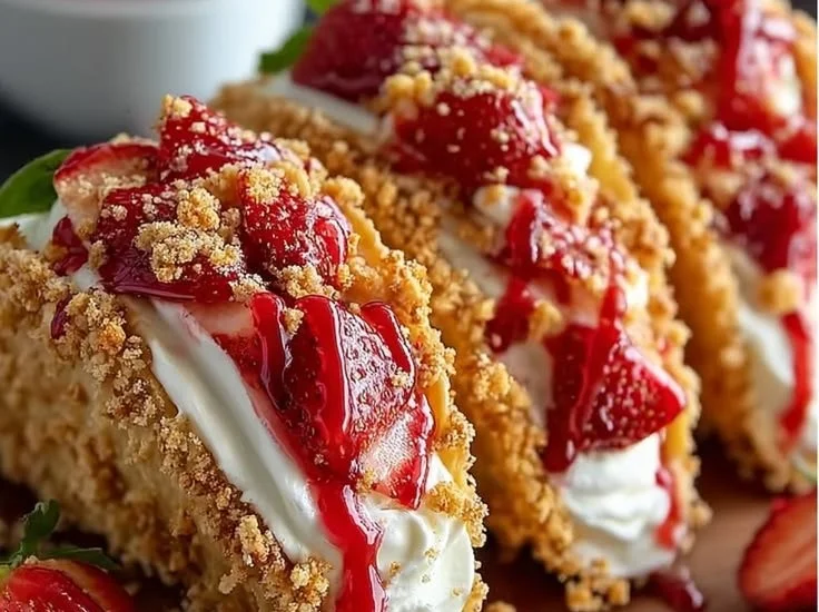 Strawberry Crunch Cheesecake Tacos