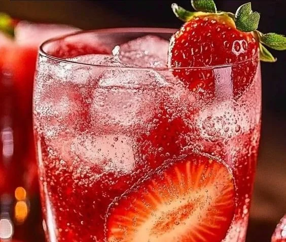 A refreshing Strawberry Dirty Sprite drink served in a clear glass