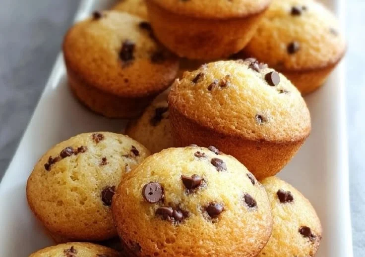 Sweet mini chocolate chip muffins fresh out of the oven