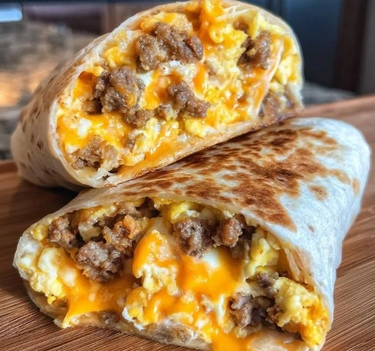Homemade tasty freezer breakfast burritos ready to eat