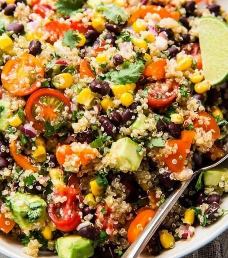 Delicious Tex-Mex Quinoa Salad with fresh vegetables and spices