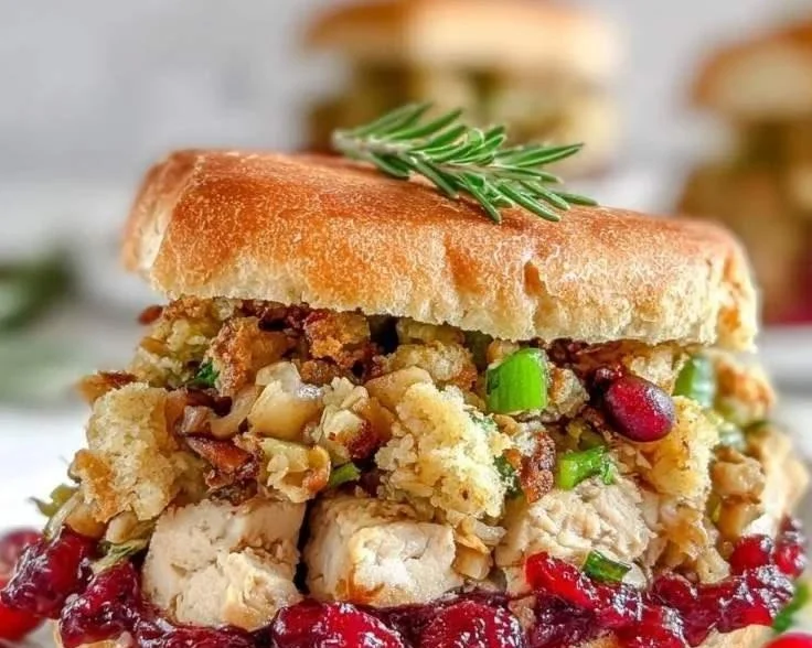 Turkey Stuffing and Cranberry Sandwich