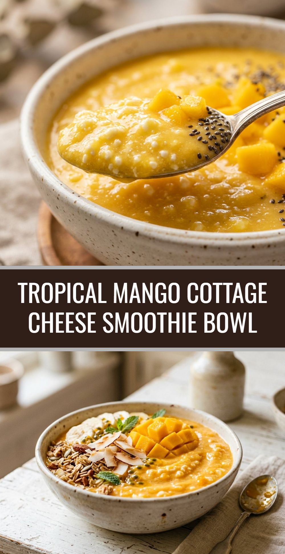 Tropical Mango Cottage Cheese Smoothie Bowl