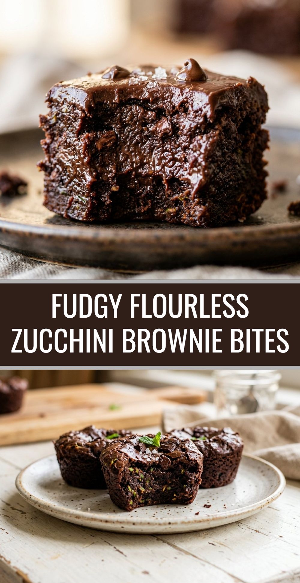 Fudgy Flourless Zucchini Brownie Bites