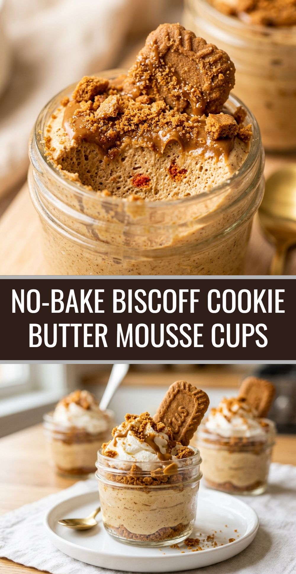 No Bake Biscoff Cookie Butter Mousse Cups