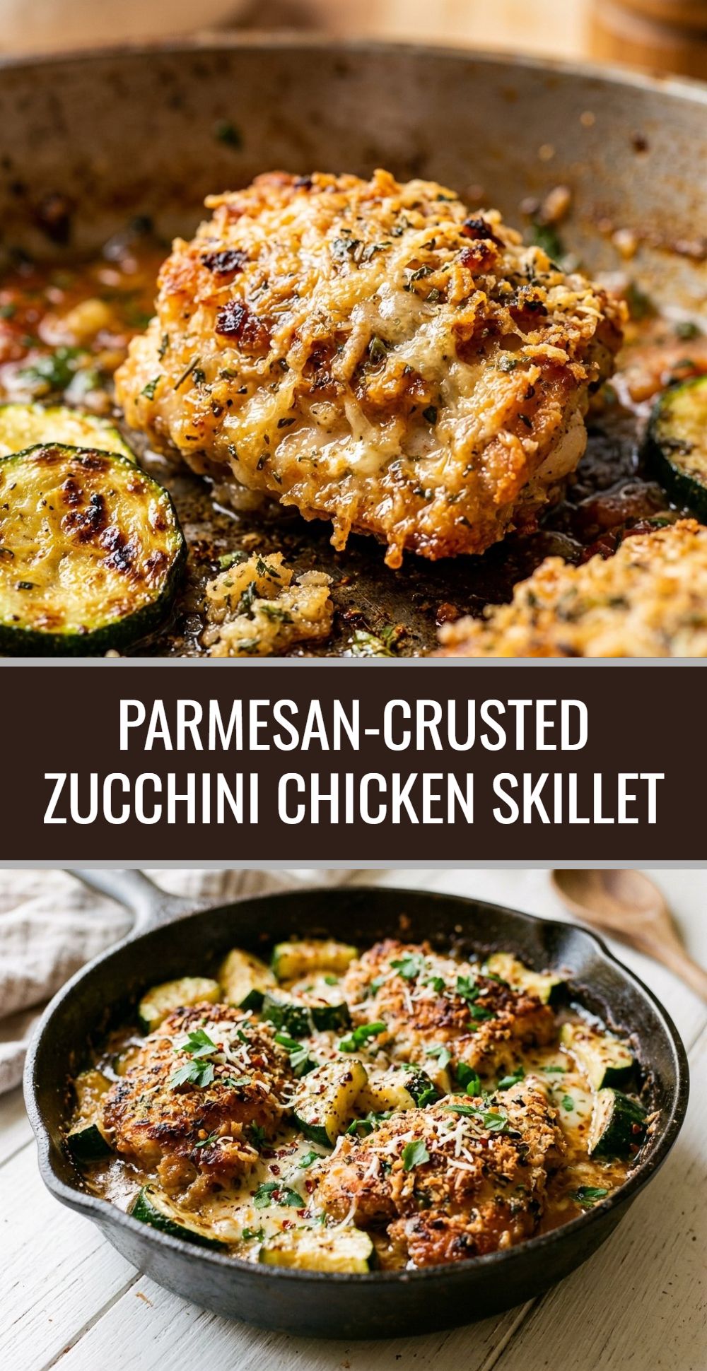 Parmesan Crusted Zucchini Chicken Skillet