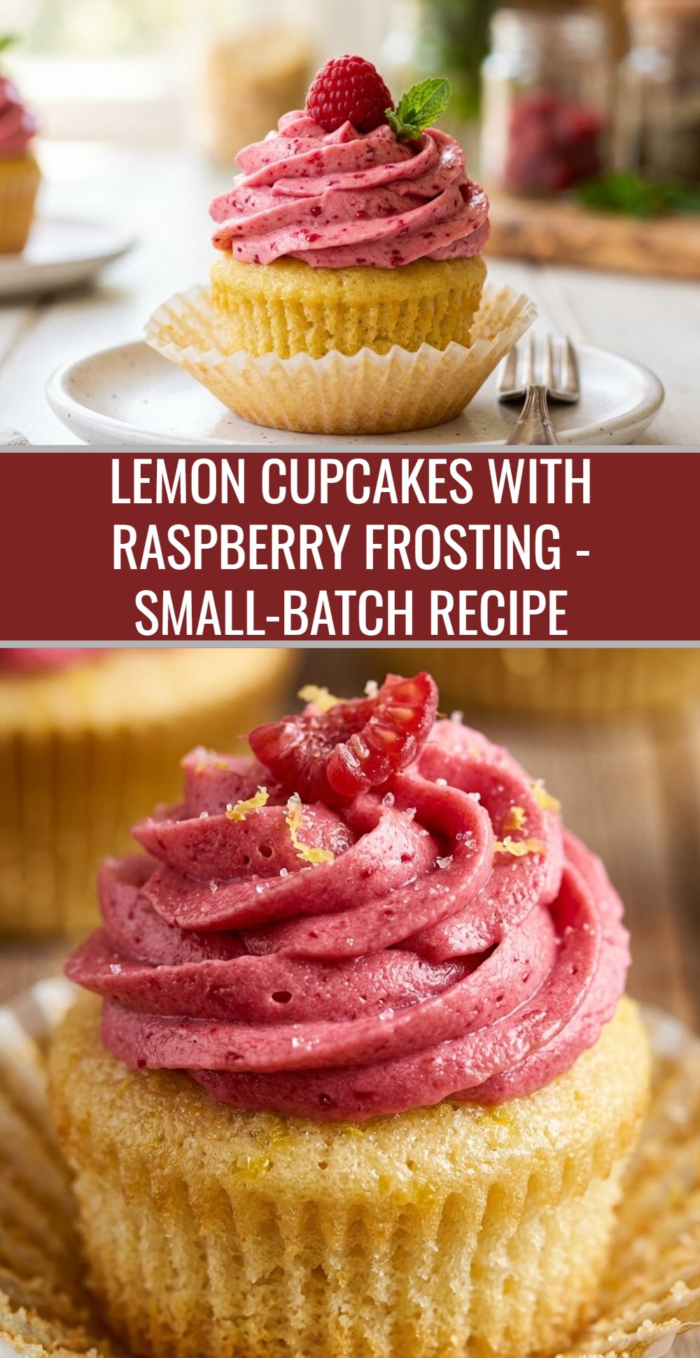 Lemon Cupcakes Raspberry Frosting Small Batch Recipe