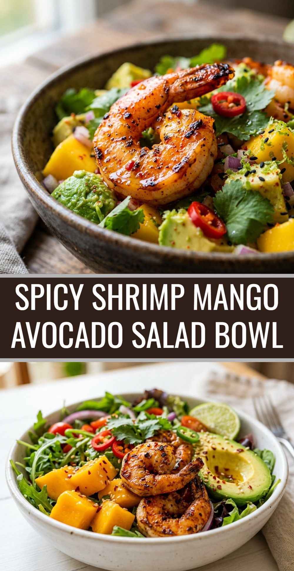 Spicy Shrimp Mango Avocado Salad Bowl