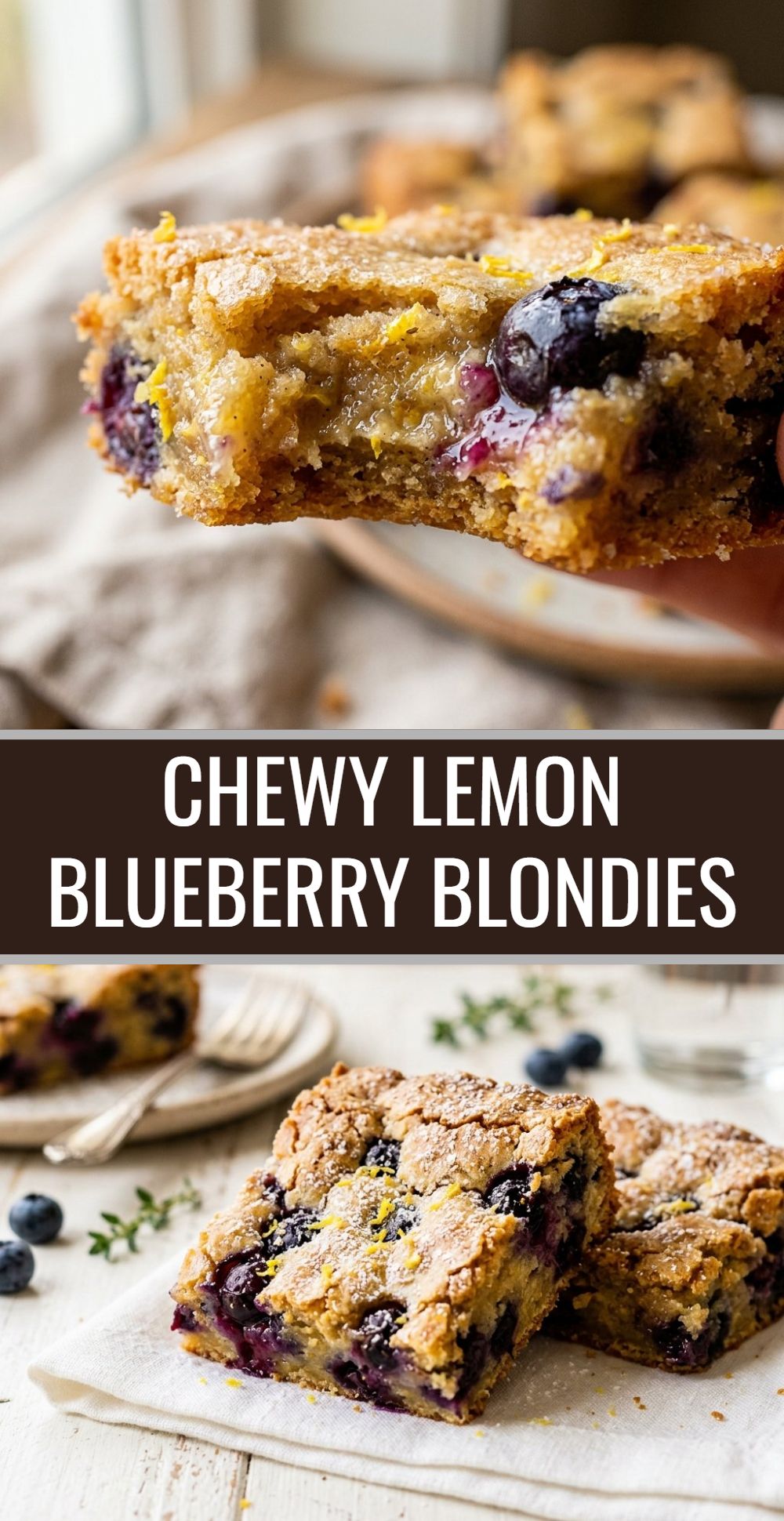 Chewy Lemon Blueberry Blondies