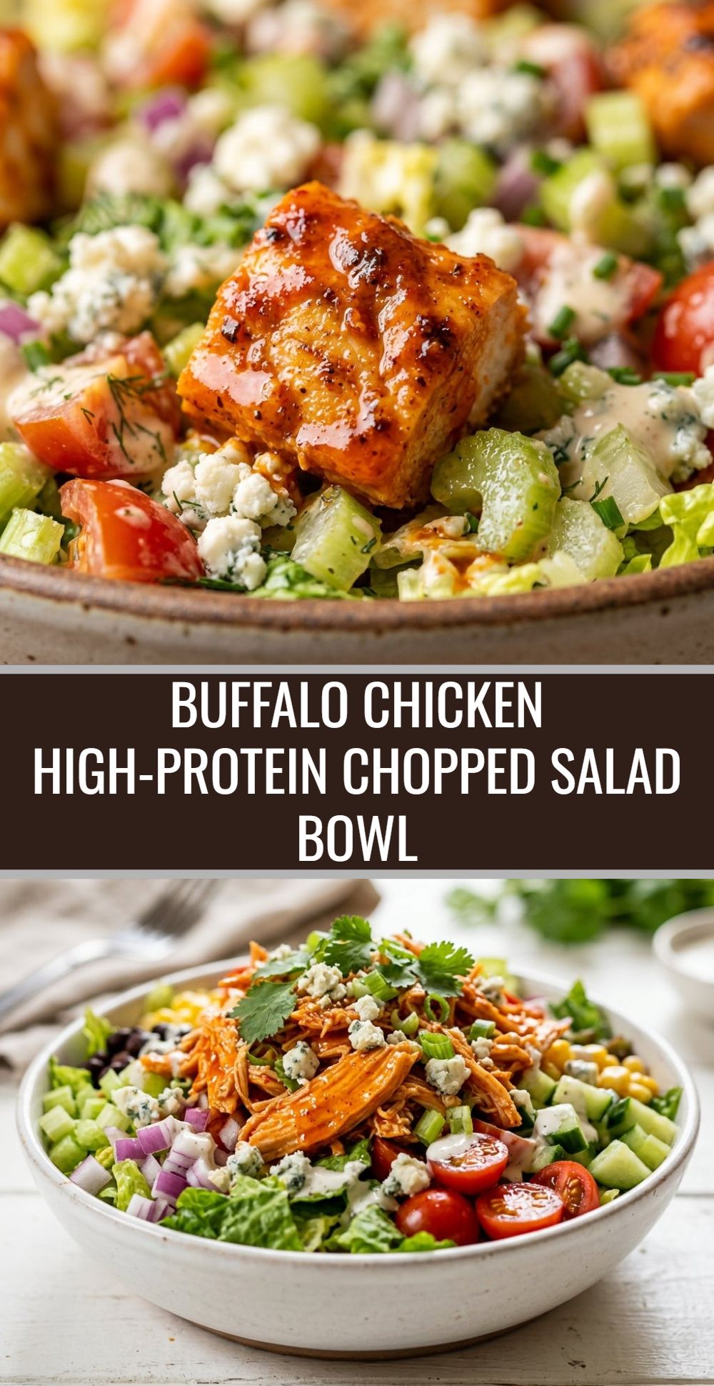 Buffalo Chicken High Protein Chopped Salad Bowl