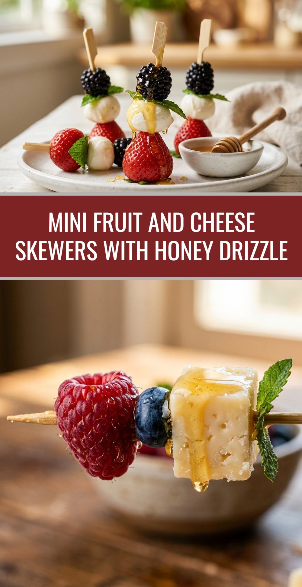 Mini Fruit And Cheese Skewers Honey Drizzle