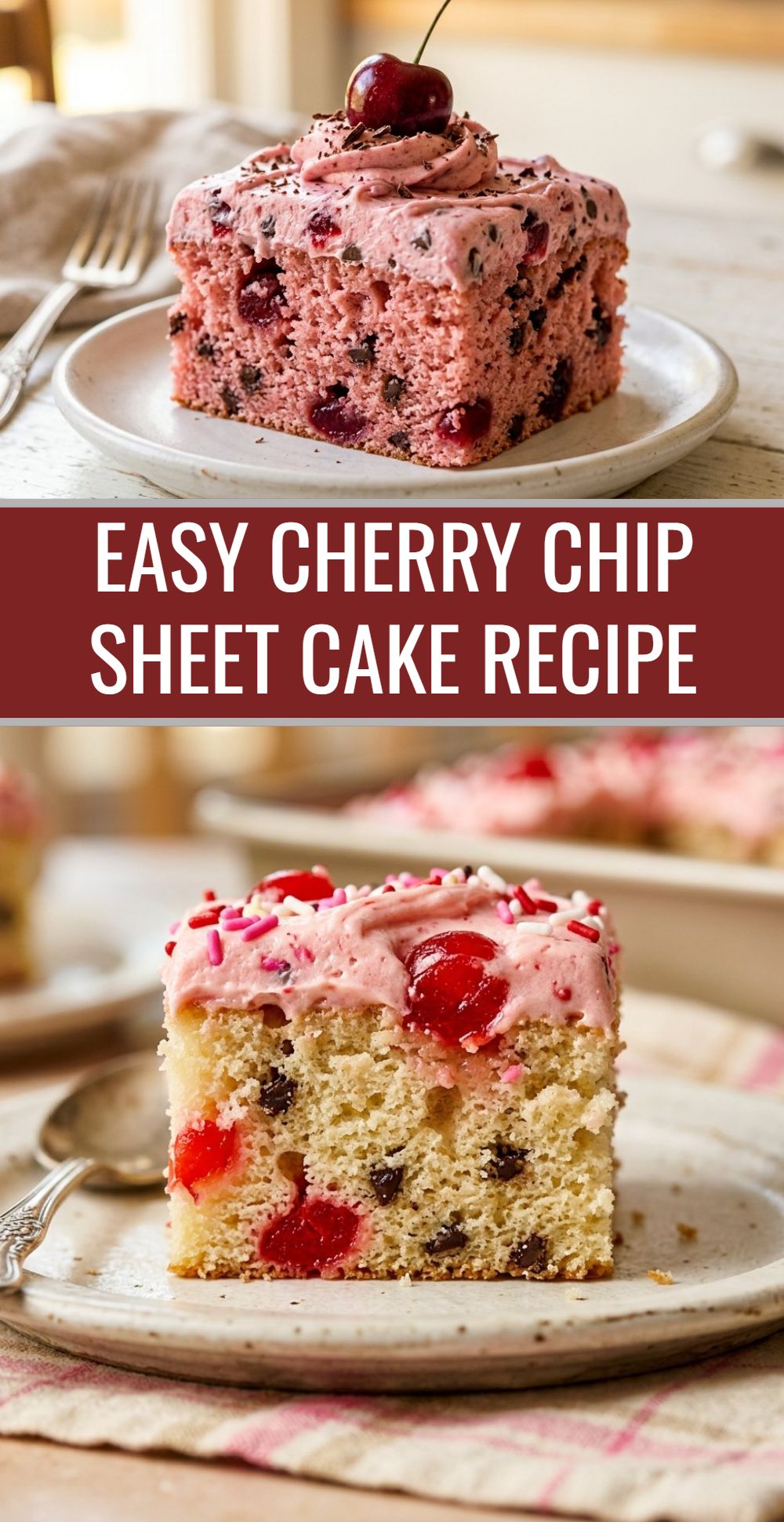Easy Cherry Chip Sheet Cake Recipe