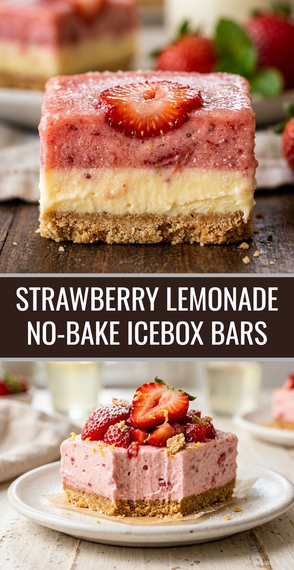 Strawberry Lemonade No Bake Icebox Bars