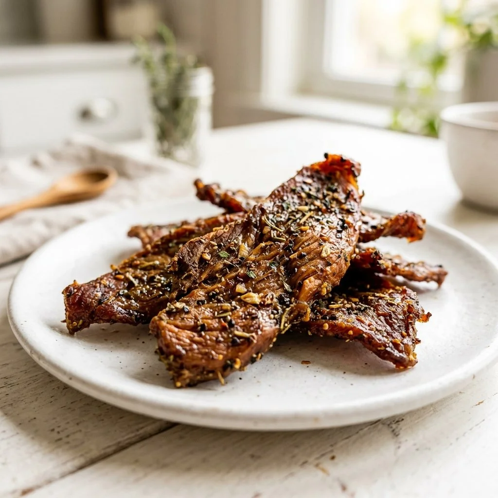 Air Fryer Garlic Herb Turkey Jerky