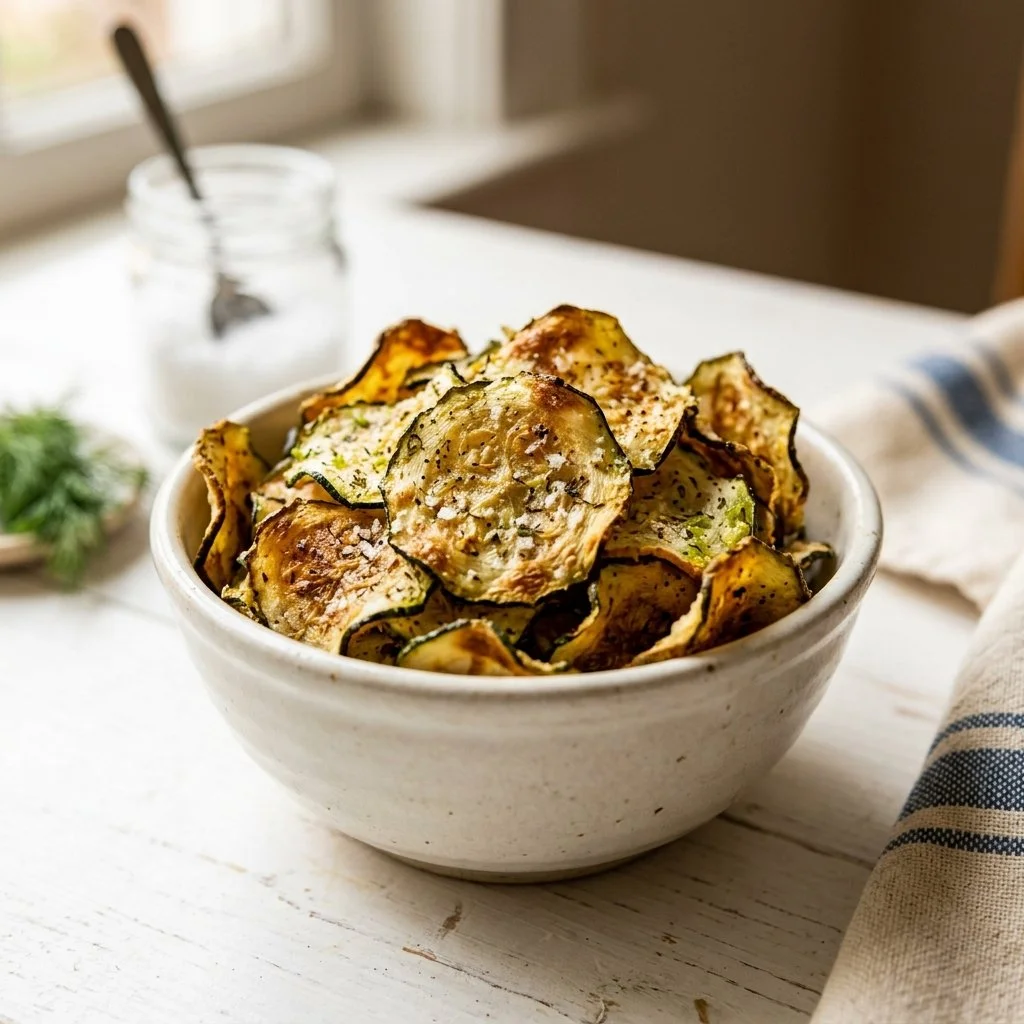 Baked Zucchini Chips with Salt & Vinegar