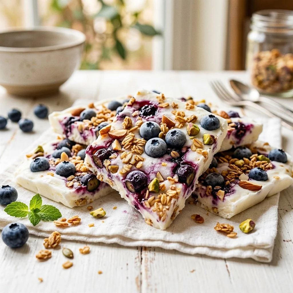 Blueberry Bark with Frozen Yogurt