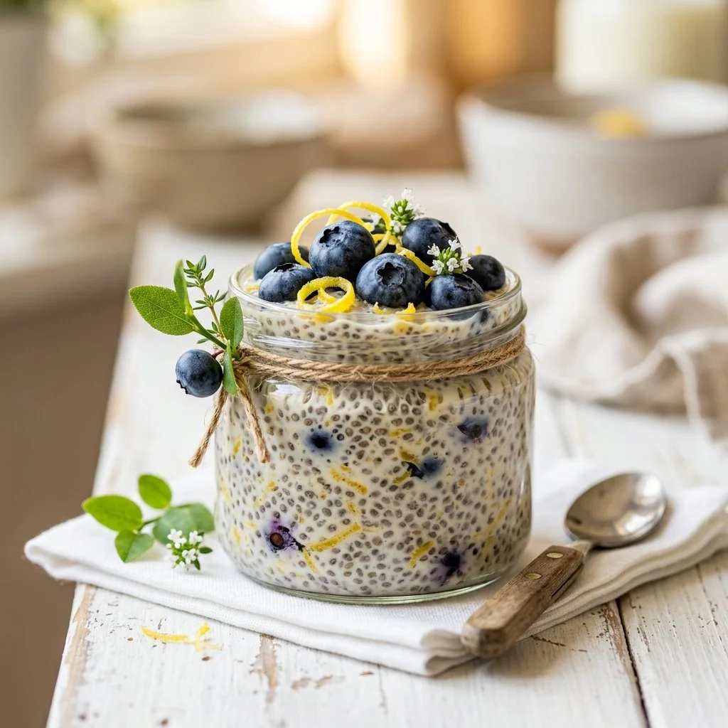 Blueberry Lemon Zest Overnight Chia Pudding