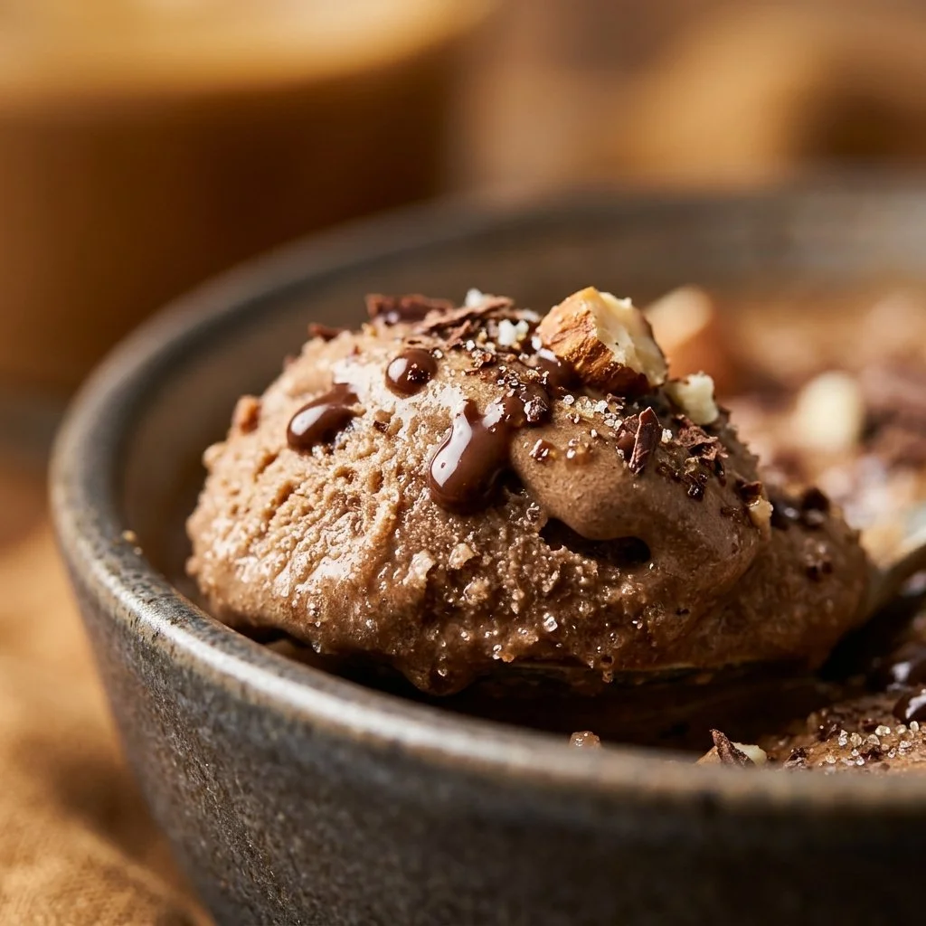 Chilled Espresso Protein Shake Bowl topped with fruits and nuts
