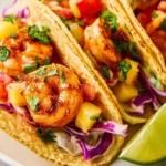 Chipotle Honey Shrimp Tacos with fresh ingredients and vibrant colors