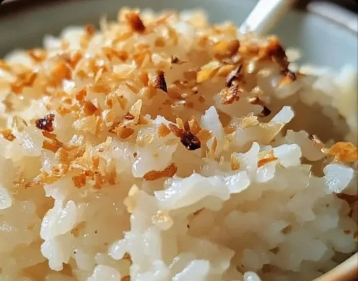 Christmas Coconut Milk Rice dish served in a festive bowl