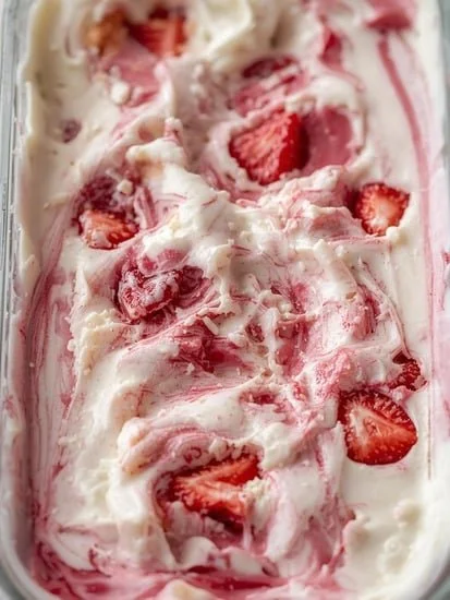 Cottage Cheese Strawberry Swirl Ice Cream