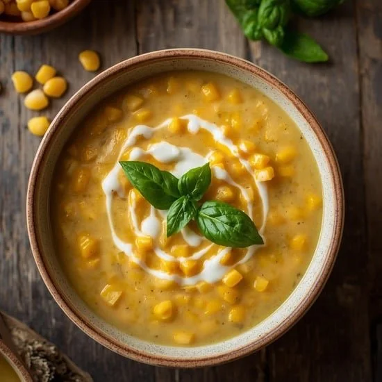 Creamy Corn and Basil Chowder