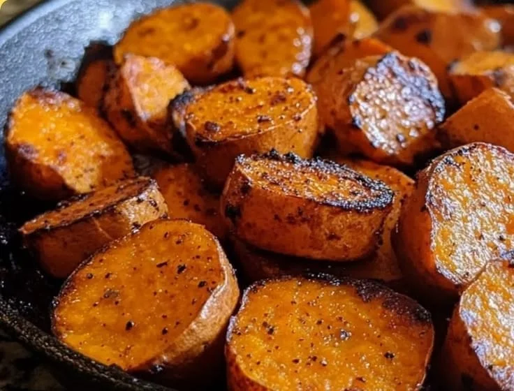 Gluten-free skillet sweet potato dish with colorful toppings