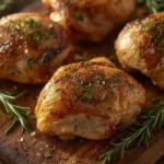 Herb-rubbed bone-in chicken thigh, roasted to perfection with spices and herbs