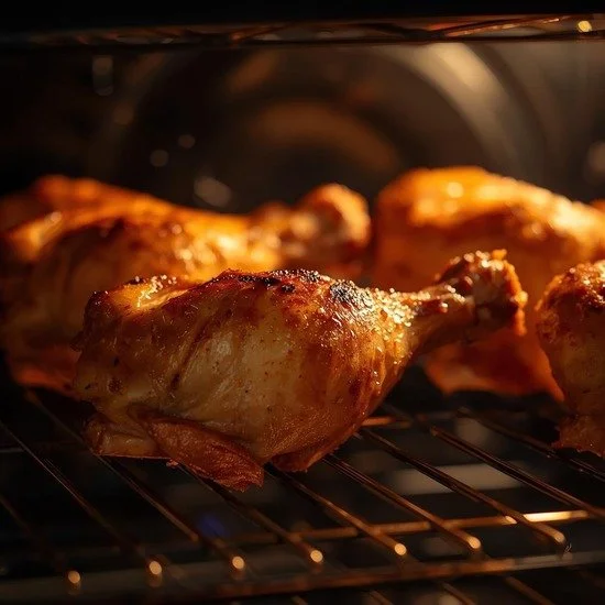 Deliciously juicy oven-baked chicken legs served on a plate