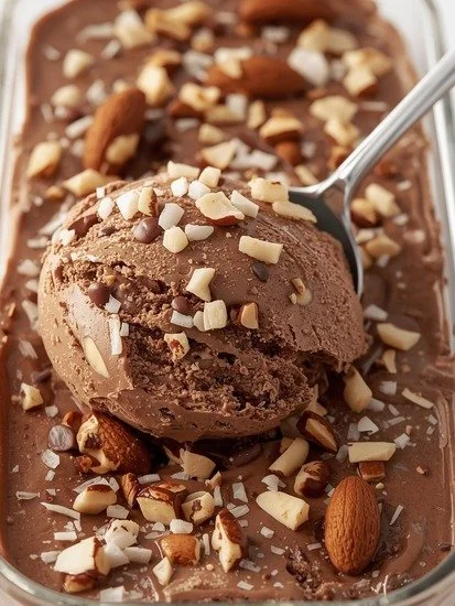 Keto Almond Joy Protein Ice Cream