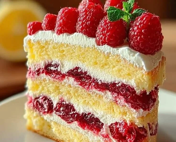 Lemon Raspberry Layer Cake