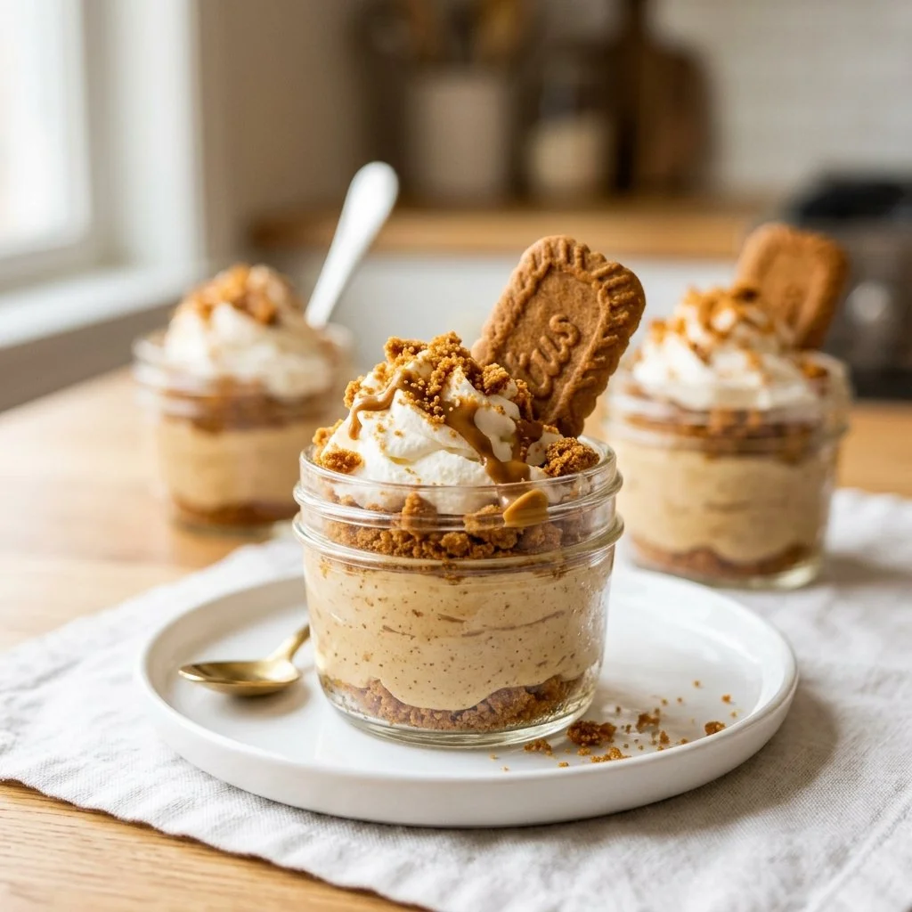 No-Bake Biscoff Cookie Butter Mousse Cups