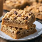Delicious Peanut Butter Oatmeal Cookie Bars freshly baked on a cooling rack