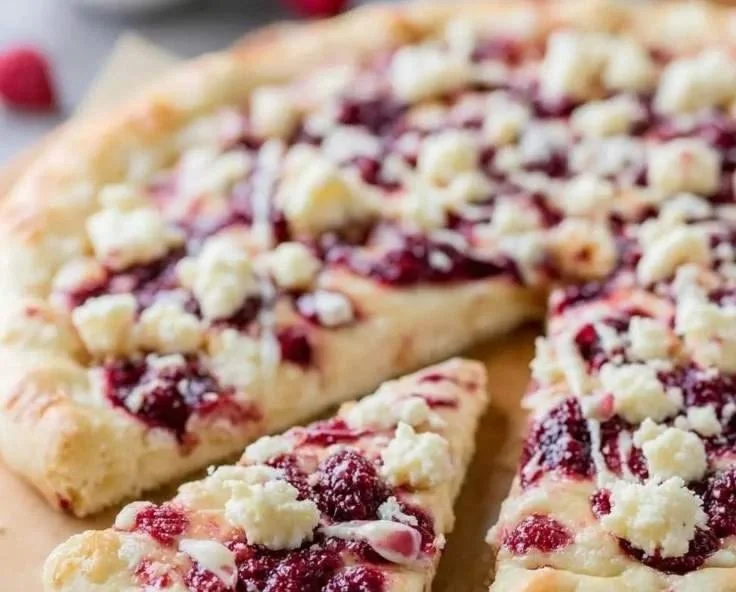 Raspberry Cheesecake Dessert Pizza