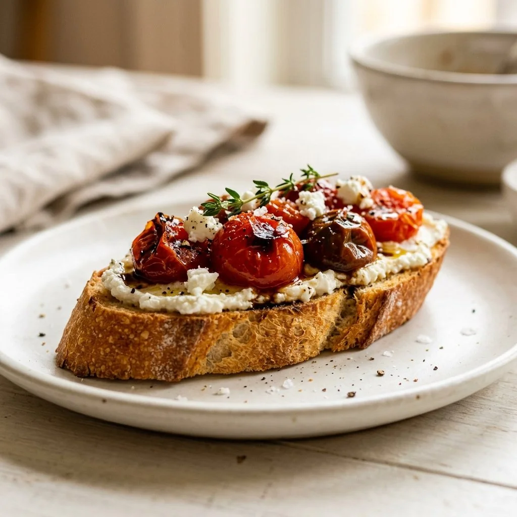 Roasted Cherry and Goat Cheese Baguette Appetizer