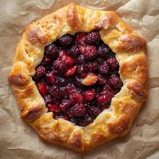 Rustic Mulberry-Lemon Galette fresh from the oven with a golden crust