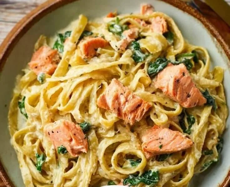 Salmon Fettuccine Alfredo