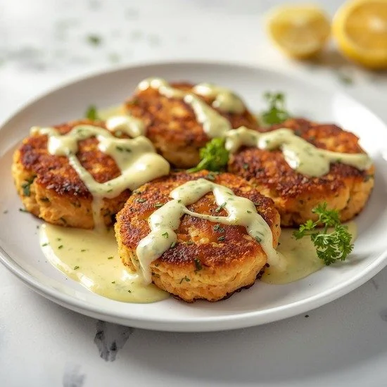 Salmon Patties with Lemon Dill Sauce